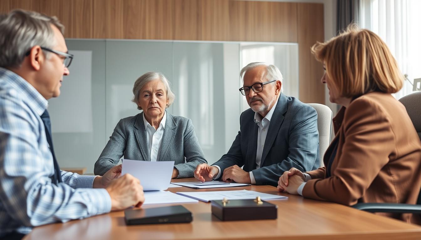 Family reviewing legal documents